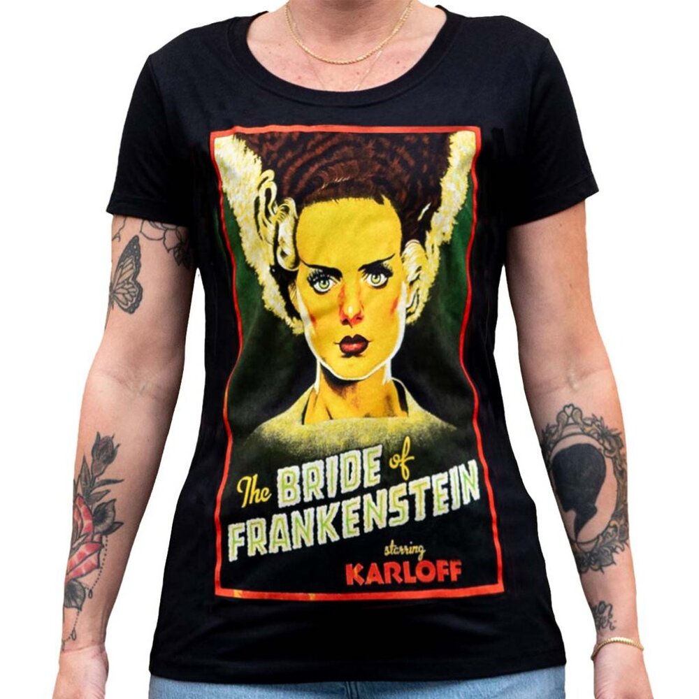 Bride of Frankenstein Movie Poster Women's Tee Black T-shirt S-M-L-XL-2XL NWT